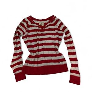 Vintage Hollister red orange and white striped long sleeve shirt